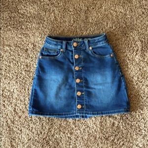 Girls Rose Gold medium Blue Denim Button Up Skirt